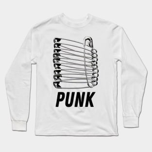 Punk #2 - Safety Pin Typography Design Long Sleeve T-Shirt